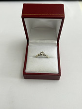9ct White Gold Natural Diamond Solitiare Ring (1.9g) Size J