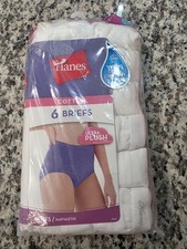 HANES Womens 100 Cotton Briefs White 6 Pack Size 9 Tagless Ultra Plush NEW