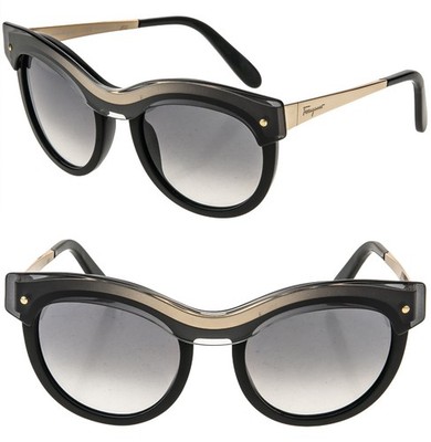 SALVATORE FERRAGAMO SF774S 774 Fashion Sunglasses Gold Black Translucent Brow