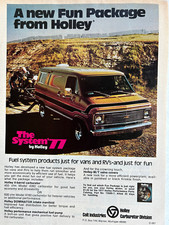 Vintage 1977 Chevrolet van Holley carbs original color ad A552
