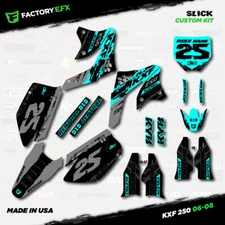 Gray & Cyan Slick Racing Graphics Kit fits 06-08 Kawasaki Kxf250 Kxf 250 Decal