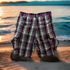 Vintage Polo Ralph Lauren Plaid Cargo Shorts Mens 32 Madras Y2K Preppy 90s