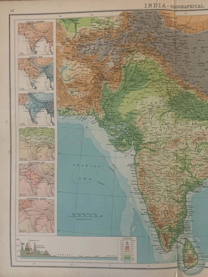 1902 India Physical & Orographical Map by John Bartholomew - Image 2 of 3