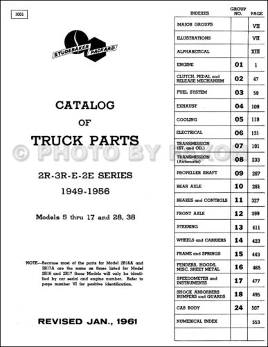 Studebaker Pickup Truck Parts Book 2R 3R E 2E 1949 1950 1951 1952 1953-1955 1956 - Picture 2 of 2