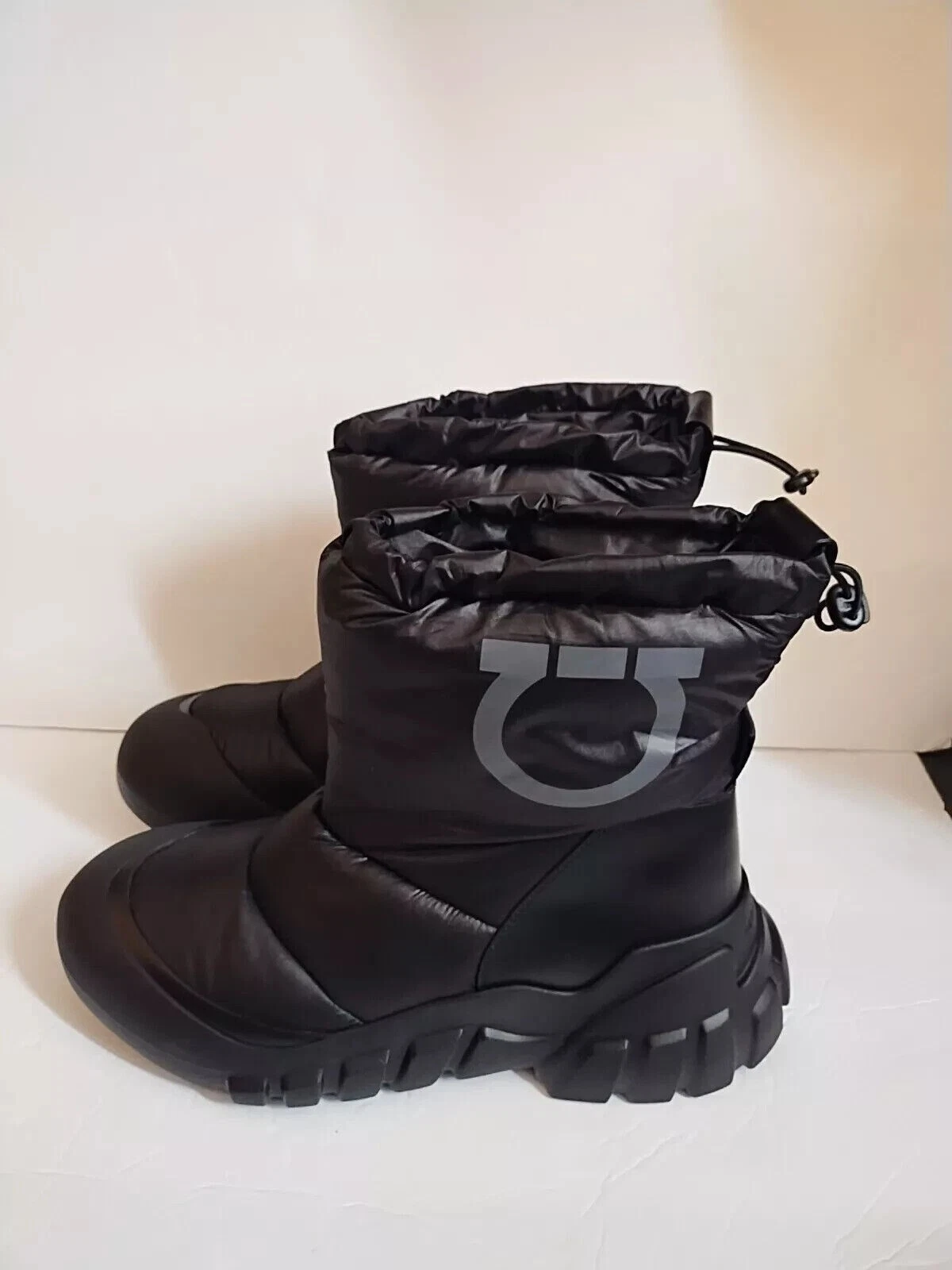 New Salvatore Ferragamo Men's Deode Snow Boots Black Size 10m 100% Authetic