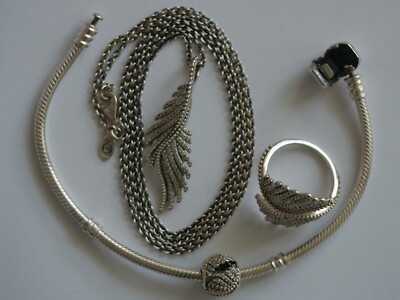 Set: Anhänger+Kette(70cm)+Ring(56)+Armband(18cm)+Charm (Sterlingsilber, Pandora)