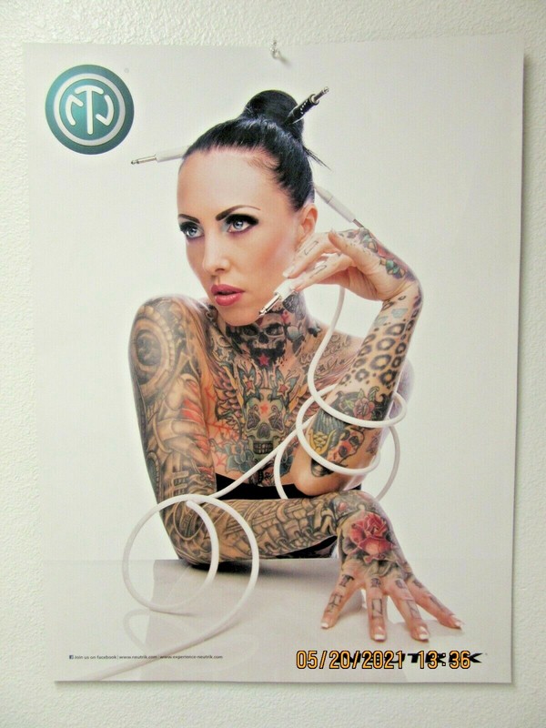 NEUTRIK CABLE PRO AUDIO HOT SEXY GIRL TATTOO PIERCING MODEL POSTER  NEW RARE