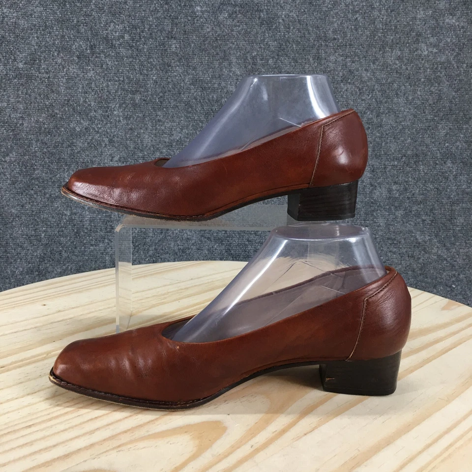 Rangoni Firenze Shoes Womens 8 B Pumps Brown Leather Slip On Casual Block Heels - Image 2 of 4