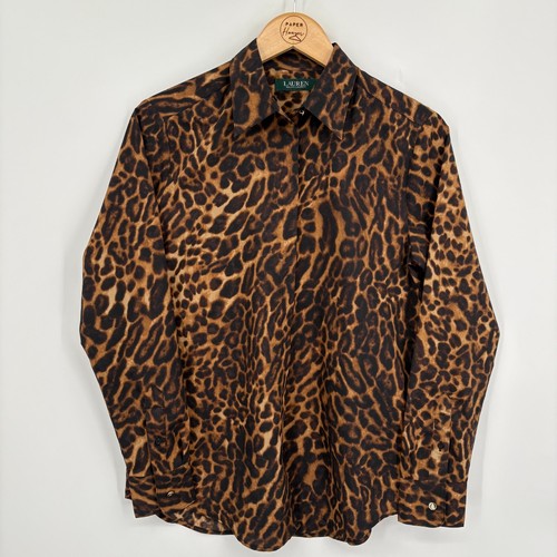 Lauren Ralph Lauren Kristy Collection Animal Print Long Sleeve Top Small, Money