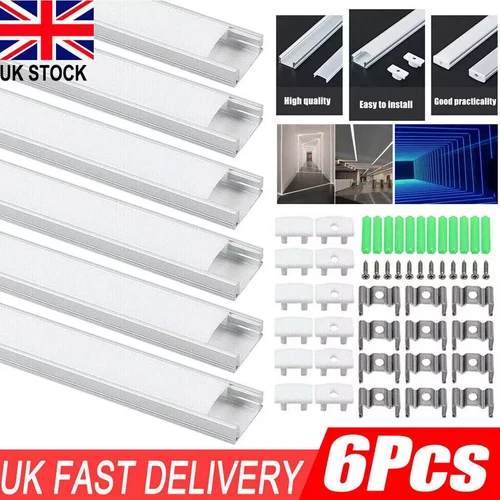 12/6×1M LED Aluminium Channel Profile 3.3ft Extrusion Diffuser Strip Light Cover - Picture 16 of 24