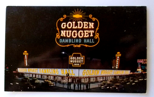 Golden Nugget Spielhalle Casino Postkarte Las Vegas Nevada Chrom alte Autos