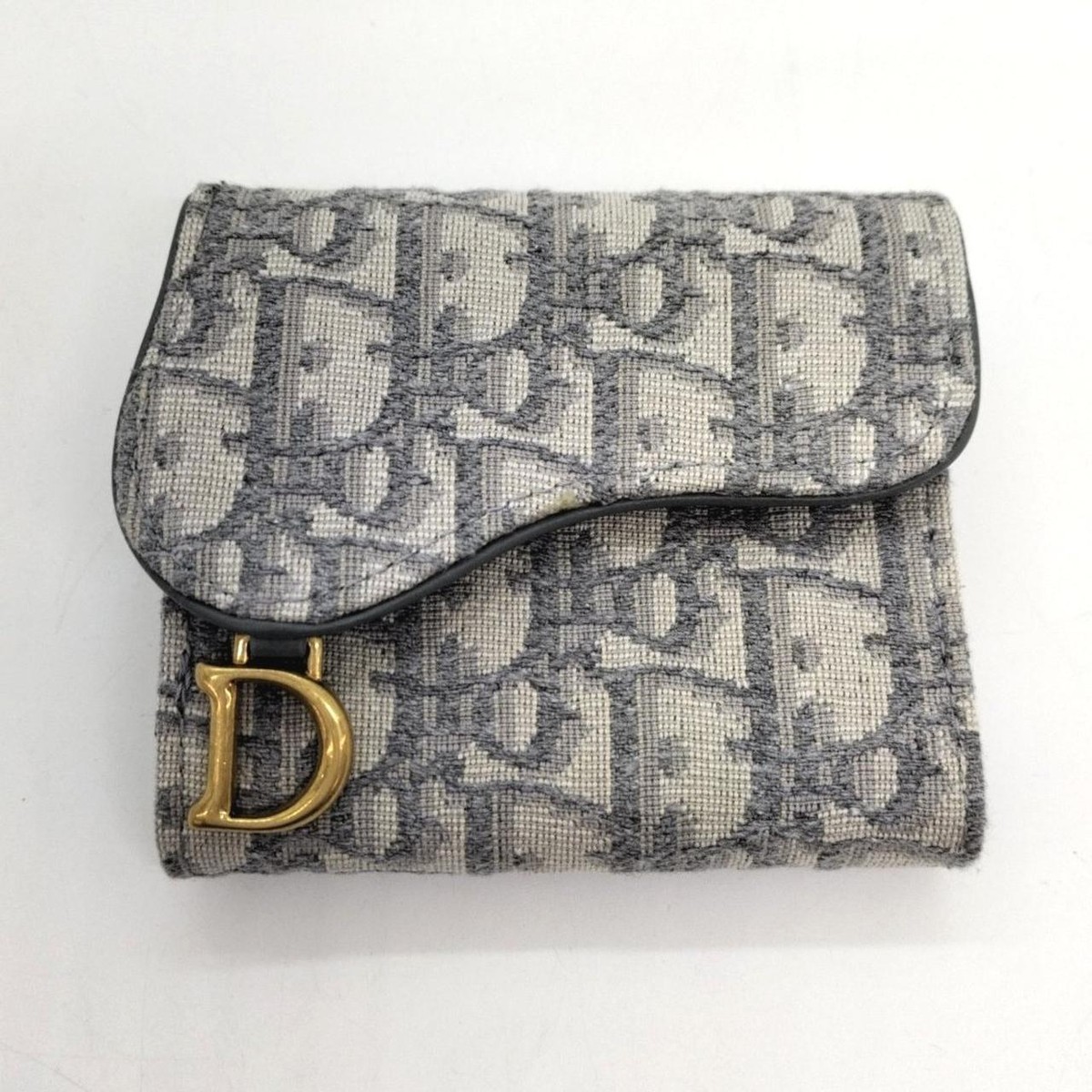 Christian Dior SADDLE Lotus Wallet Trotter Gray Logo Women's Christian Dior SADDLE Lotus Wallet Trotter Gray Logo Women's