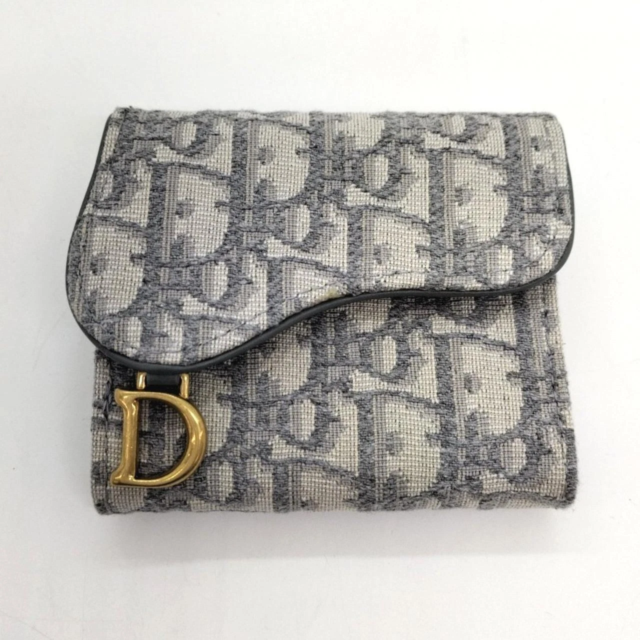 Portefeuille Christian Dior SELLE Lotus trotteur logo femme gris avec boîte d'origine 