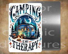CAMPING is my THERAPY 8 x 12" metal sign Made in USA