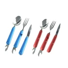 Camping Folding Spoon Knife Fork Kit Portable Compact 3 in1 Utensils Set Travel