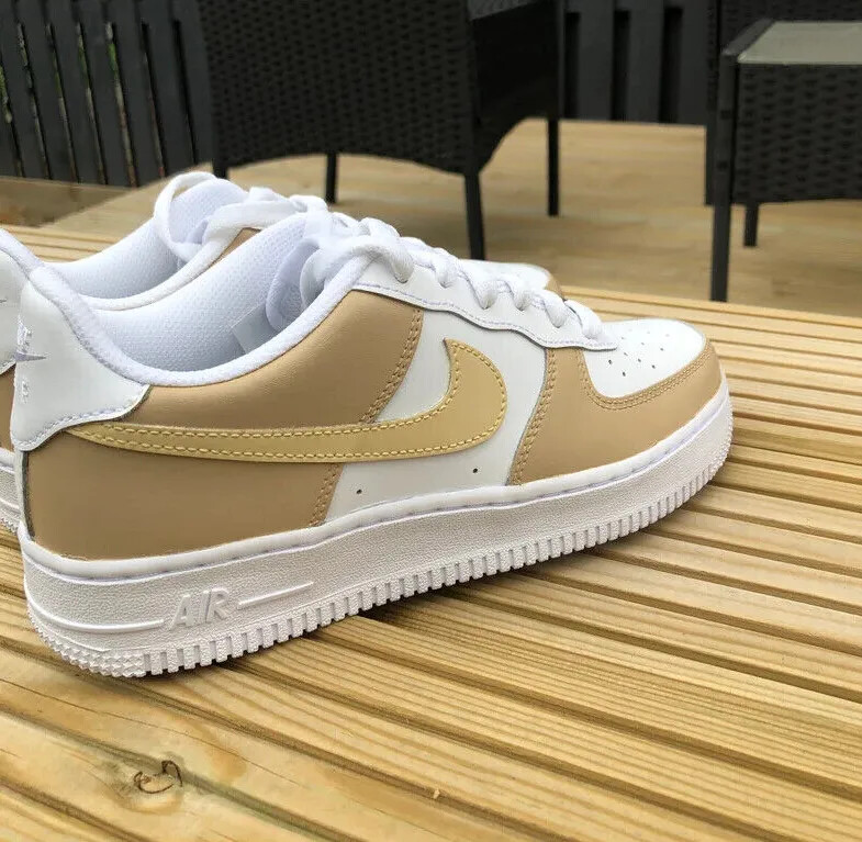 Nike Air Force 1 Custom Streetwear Beige Tan Coffee Chill Latte Mens Womens Kids | eBay