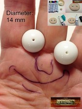 M01056 MOREZMORE 10 White 14mm Glass Bead Balls Eyeballs Eyes Doll Puppet
