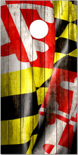 Maryland Flag Wavy Weathered LAMINATED Cornhole Wrap Bag Toss Skin Decal Sticker