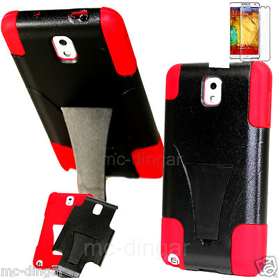 Slim Red With Stand Hybrid TPU-PC Hard Soft Case Cover For Samsung Galaxy Note 3