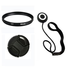 58mm UV Filter Lens Cap with Lens Leash for Canon 18-55, 75-300, 55-250 Lens