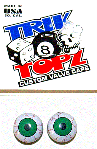Tappi valvole Trick Top Schrader / occhi verdi NUOVI! - Foto 1 di 1