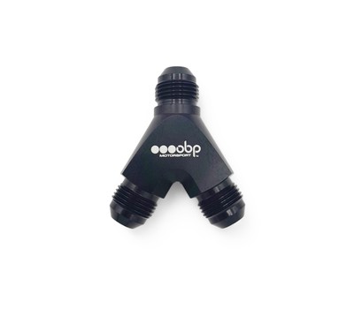 obp Motorsport AN12 Reusable Black Equal Y Adaptor Full Flow Fuel OBP-YA-12