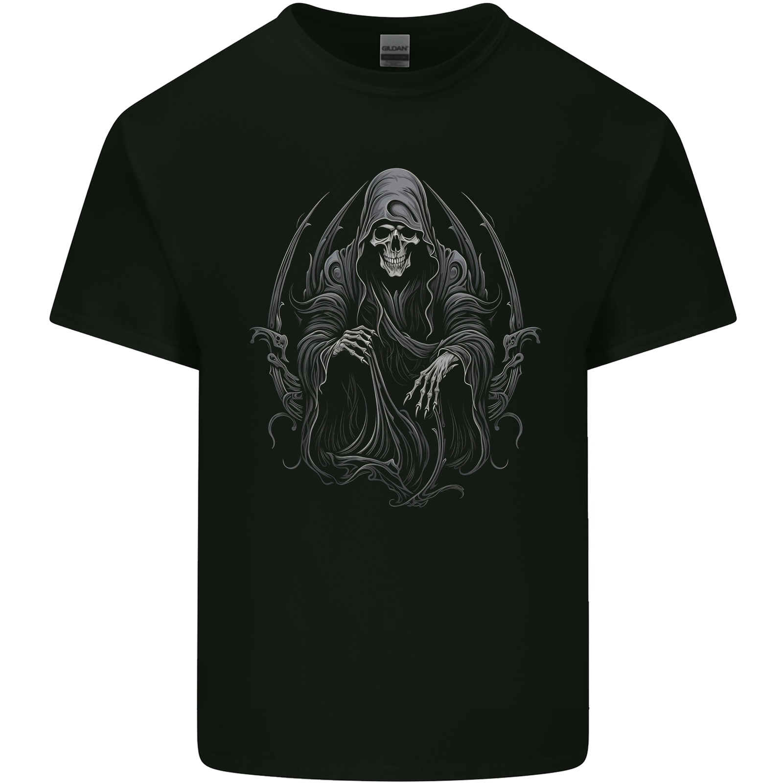Grim Reaper Throne Skull Mens Cotton T-Shirt Tee Top