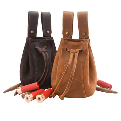 Heavy Duty Leather Ammo Pouch Shotgun Cartridge Waist Bag Shell Case