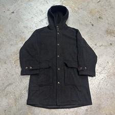 Vintage Eddie Bauer Gray Overcoat Wool Jacket Sz M Made In USA Sailor