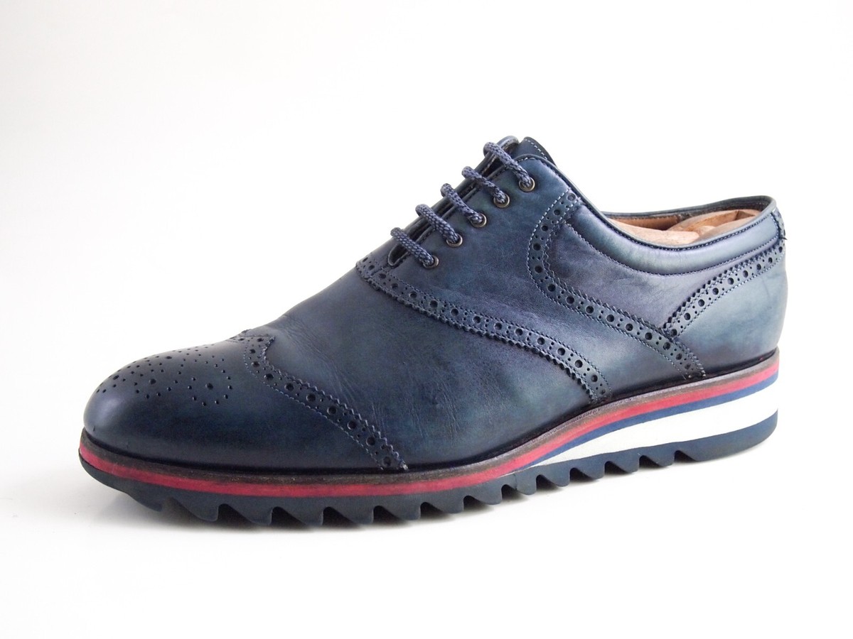 Harris Firenze Lug Sole Brogues Blue Leather Mens Size EU 41 US