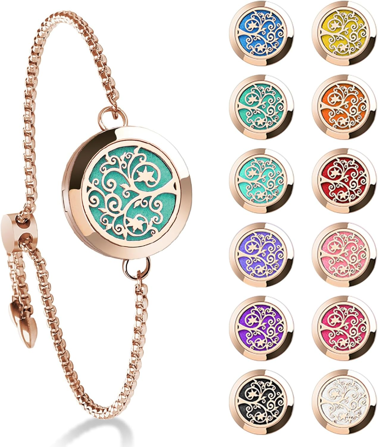 Stainless Steel Essential Oil Diffuser Bracelet with Adjustable Aromatherapy Locket-image