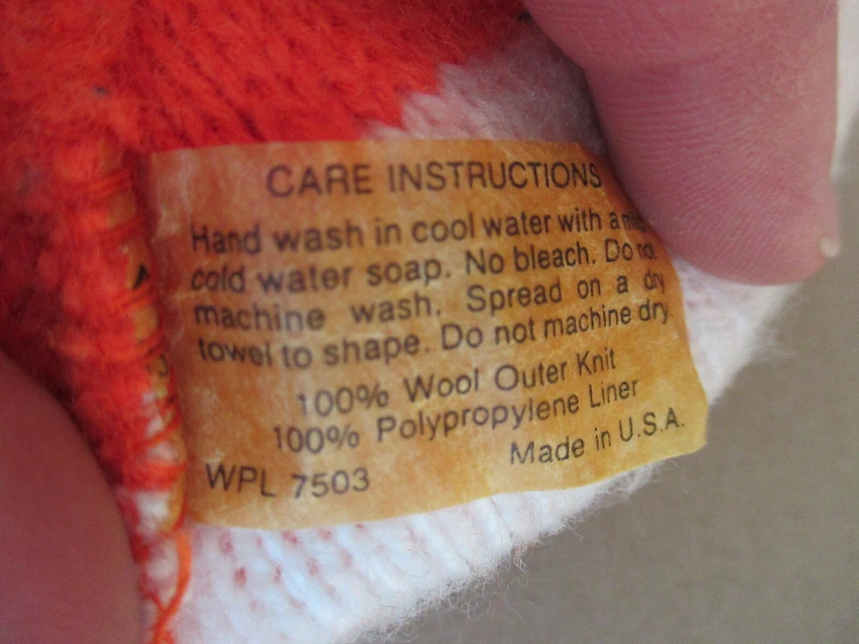 Vintage Cabela's Hunting Face Mask 100% Wool Hat Blaze Orange - Made in USA - Image 2 of 2