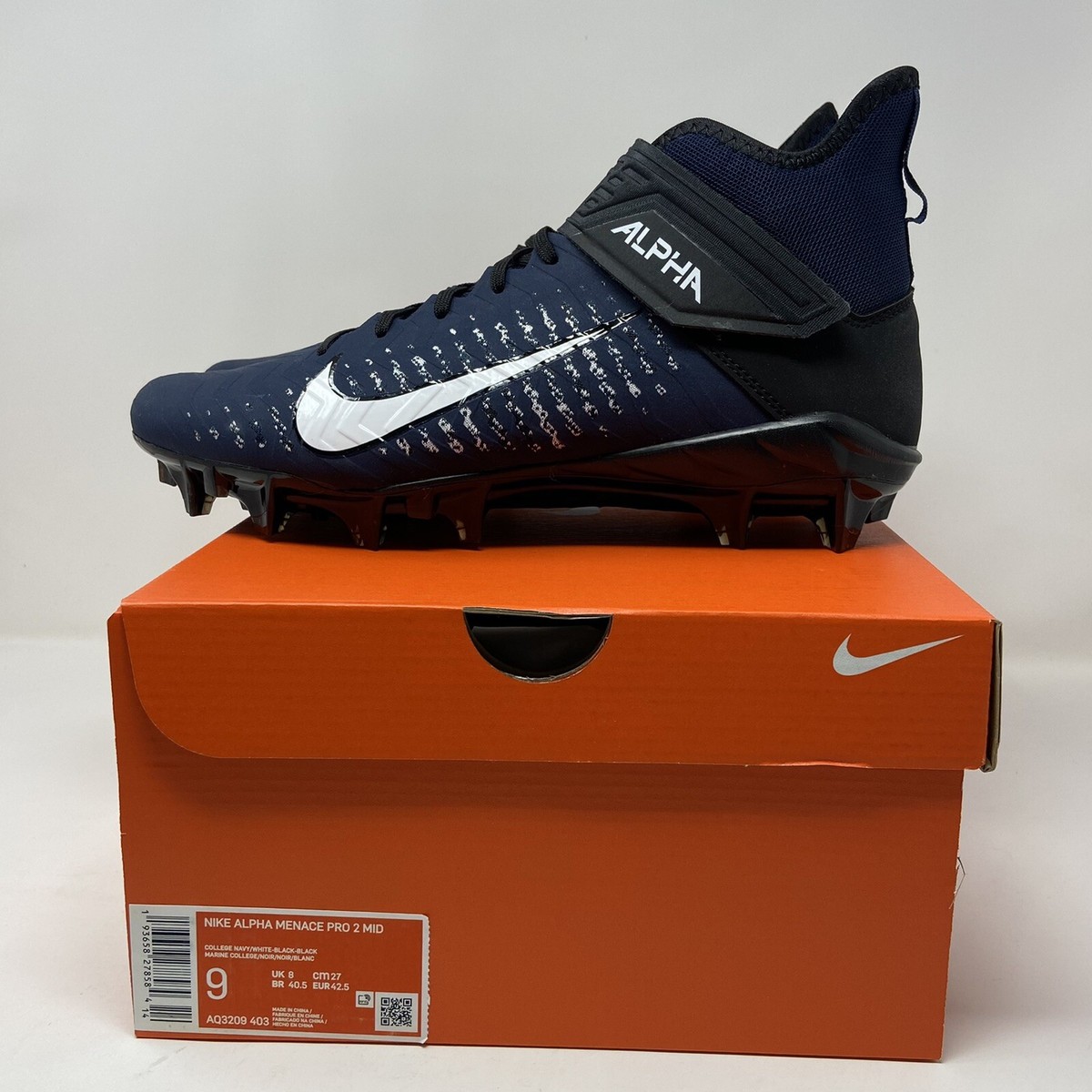 Nike Alpha Menace Pro 2 Mid AQ3209 403 Navy Blue Football Cleats