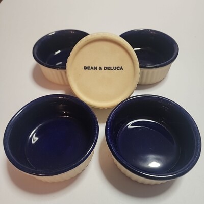 Dean & Deluca Cobalt Blue Glazed Bowls (5) Cookware Stoneware Pottery 