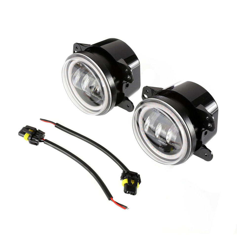 Jeep Wrangler JL Gladiator 7 Inch LED Headlights + 4 Inch Fog Lights Combo Kit, 6000K Cold White, Halo DRL & Amber Turn Signal, DOT/SAE Certified