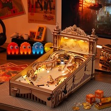 ROKR Pinball Machine 3D Wooden Puzzle Amusing Table Game with Music LED Light