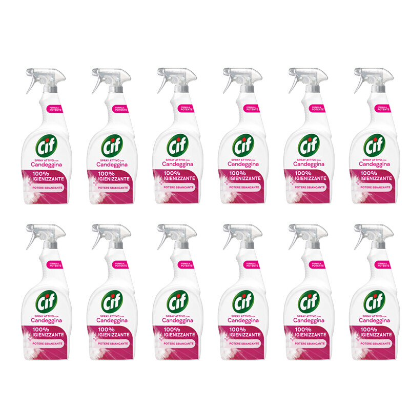 12 pezzi CIF SPRAY ATTIVO con Candeggina 650 ml - Scorta Casa Igienizzante