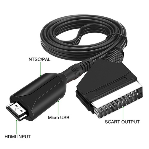 Cavo convertitore HDMI a SCART portatile adattatore video audio cavo 1M per HD TV DVD - Foto 3 di 6