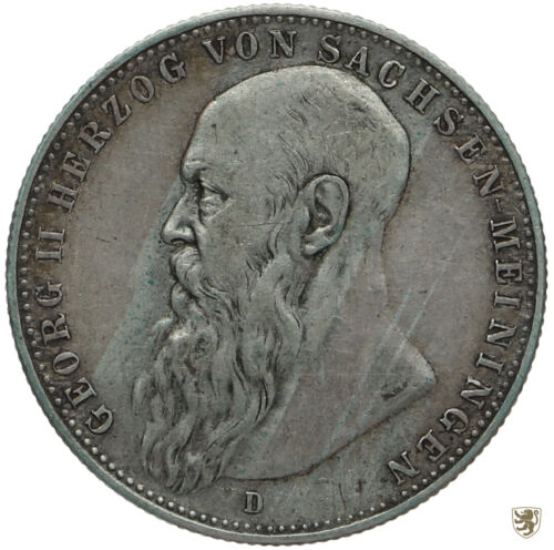 SAXE-MEININGEN, Georg II, 2 marks, 1902 D, Jg.151b, très beau - Photo 1 sur 2
