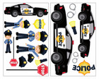 17x Polizei Wandtattoo Aufkleber Polizeiauto Kinderzimmer Polizist Sticker Set
