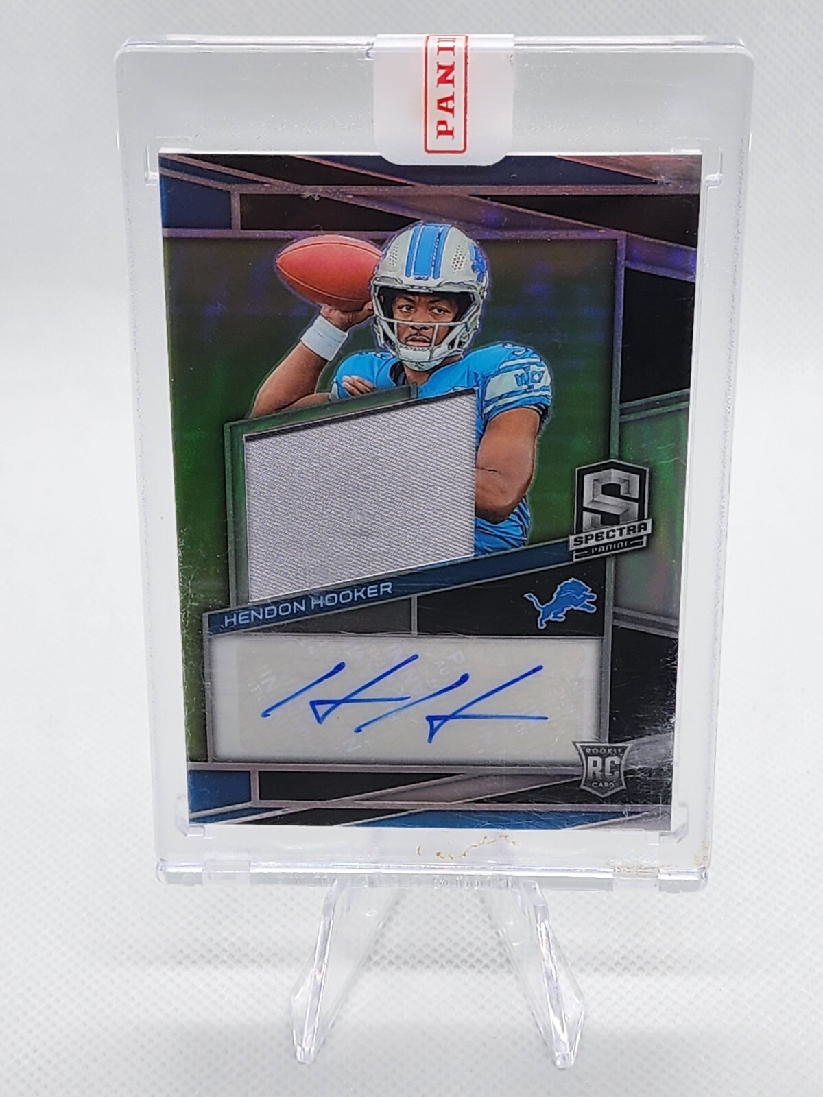 2023 Panini Spectra Hendon Hooker RC Patch Auto #211 13/99 Detroit Lions