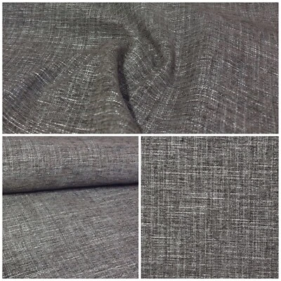 MARKENLOS Polsterstoff Möbelstoff Chenille Weich Grau Meliert Meterware Polster Stoff