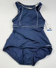Dolfin Aquashape Swimwear Women One Piece UPF 50+ Swimsuit  Navy Blue  18  NWT