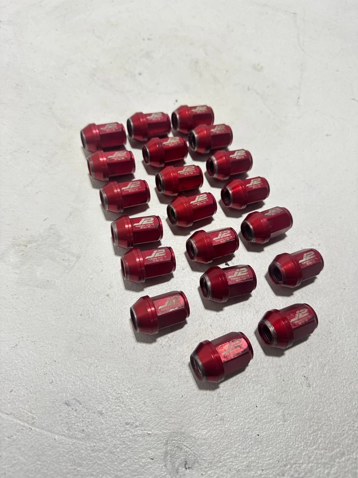Tuerca de rueda Subaru Impreza extremo cerrado J2 forjada 7075-T6 M12x1,25 roja OEM 20 PIEZAS Foto 4 de 4