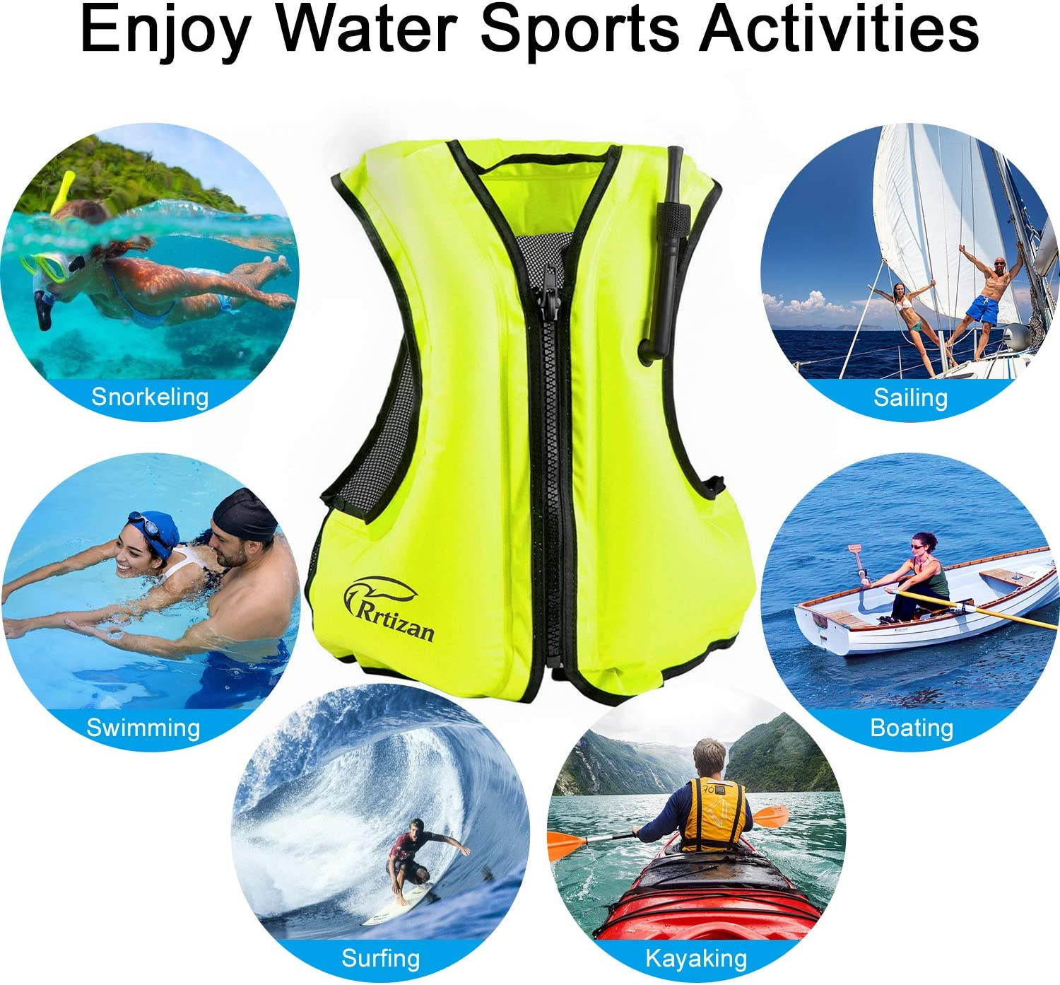 Swim Vest for Adults, Buoyancy Aid Swim Jackets - Portable Inflatable Snorkel Ve