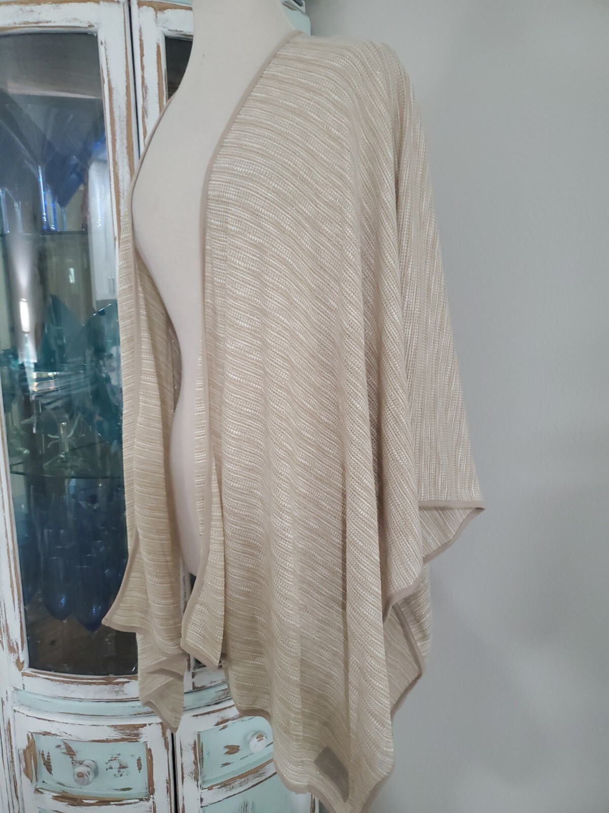Calvin Klein Gold White Stripe Duster Kimono Ruana Nwt $78 | eBay