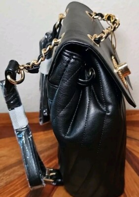 Designer Womens Bebe Hera Small Backpack Purse Black w Gold  display picture 3
