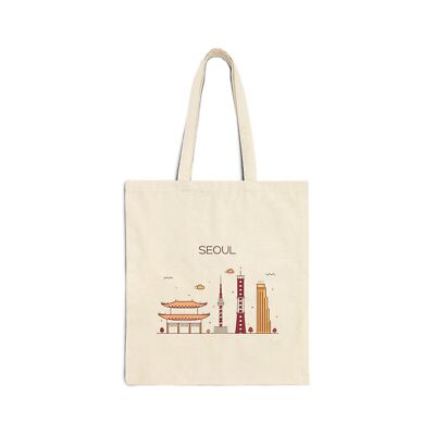 Seoul South Korea Cotton Canvas Tote Bag, Eco-Friendly Shopping Bag