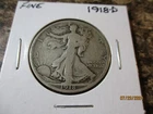 1918-D WALKING LIBERTY SILVER HALF DOLLAR FINE     VV2