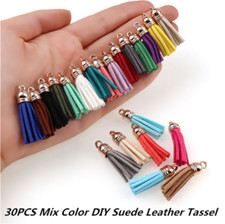 30 Stück Samt Leder Quaste Für DIY Schlüsselanhänger Anhänger Geldbörse DE